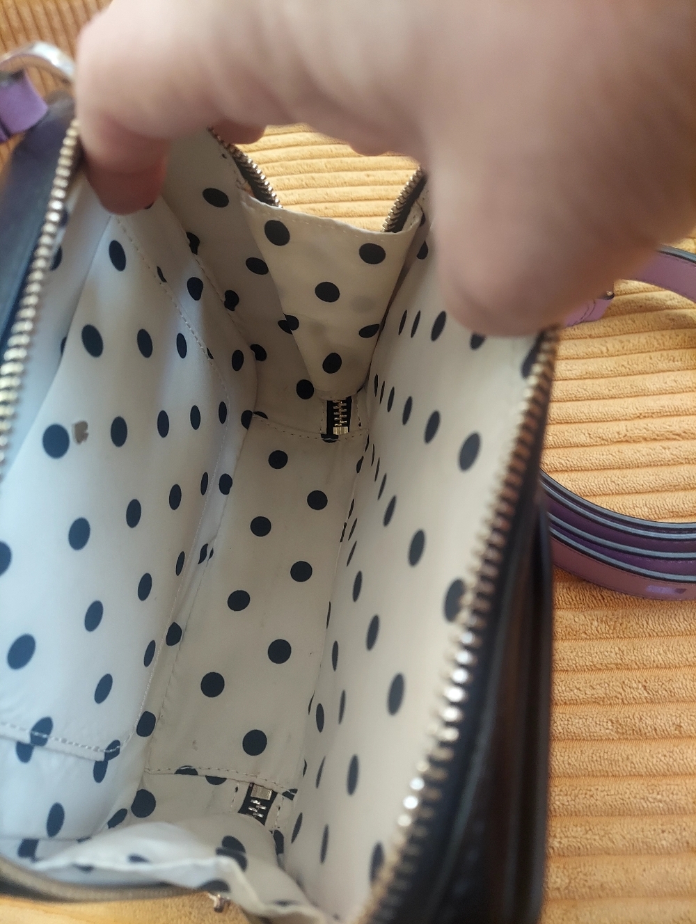Kate Spade Cabana Polka Dot Crossbody Bag in White and Lavender - Picture 16 of 16